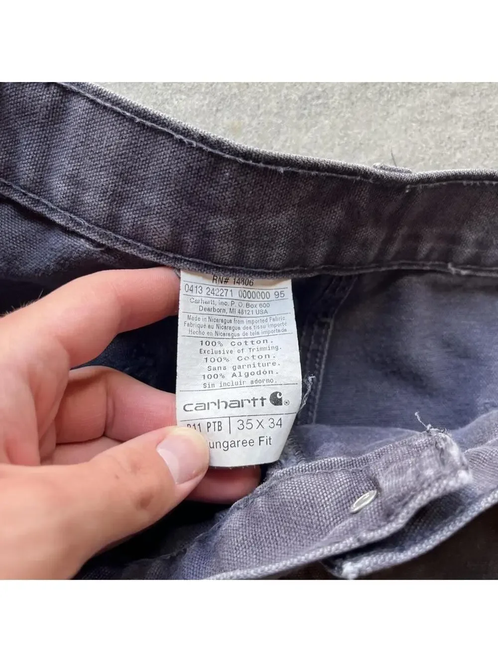 Grey Carhartt Dungaree Fit Carpenter Pants